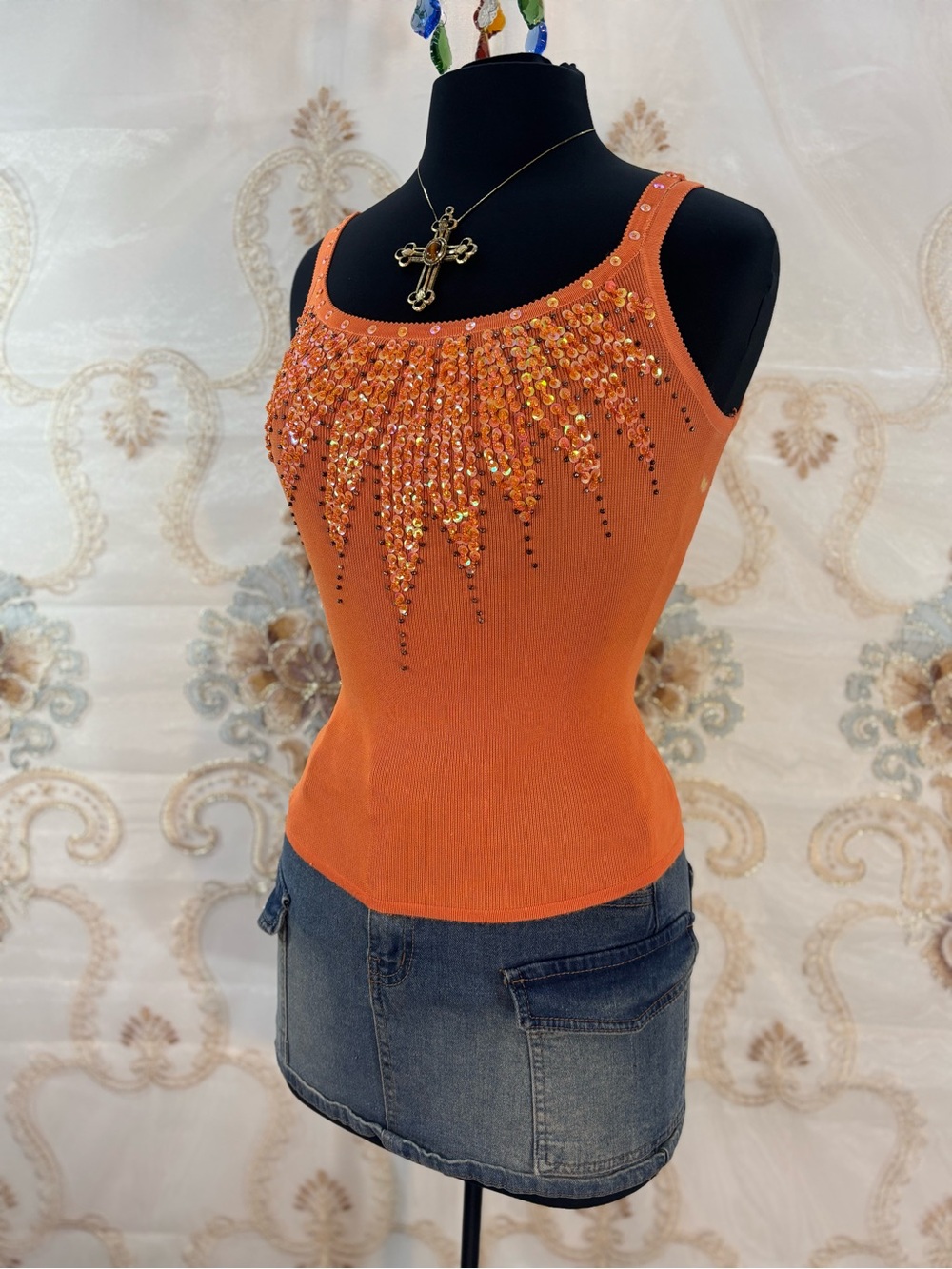 ✨Vintage Y2K Boho Orange Beaded Fairy Tank Top✨ - Picture 2 of 9